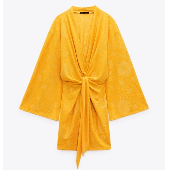 Zara Jacquard Knotted Mini Dress NWT - Picture 15 of 17